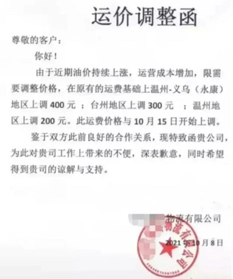 物流運(yùn)價(jià)調(diào)整