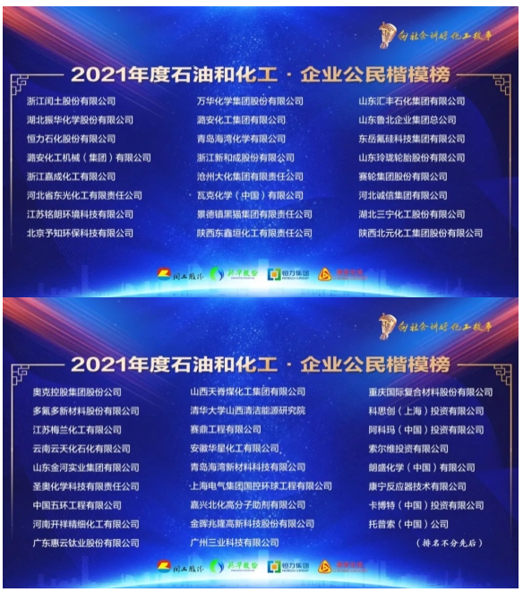 《2021年度石油和化工行業(yè)責(zé)任關(guān)懷輿情報告》和2021年度中國石油和化工行業(yè)企業(yè)公民楷模榜