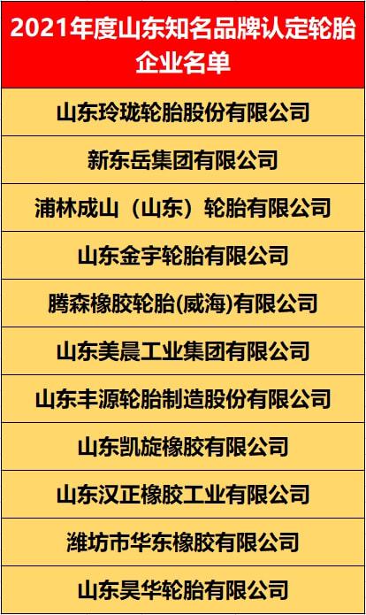 山東知名輪胎品牌發布，11家上榜！