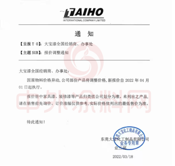 因原材料價格異動，公司部分產品將調整價格，新報價自4月1日起執行。