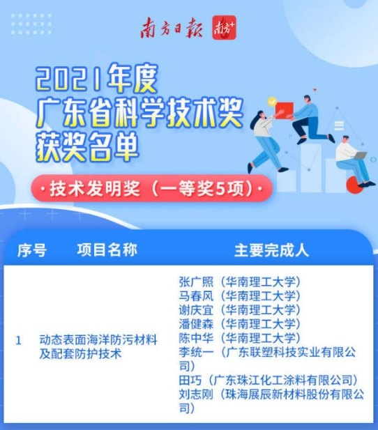 珠江涂料獲廣東省科學技術獎技術發明一等獎
