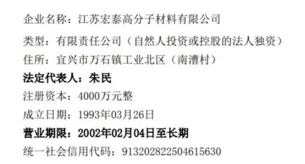 廣信材料全資子公司江蘇宏泰董事長換人！