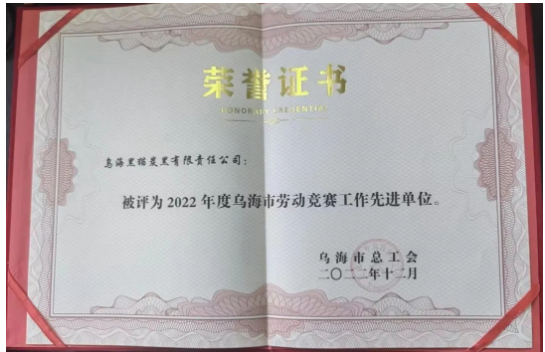 喜訊！烏海黑貓公司榮獲“烏海市勞動競賽工作先進(jìn)單位”稱號