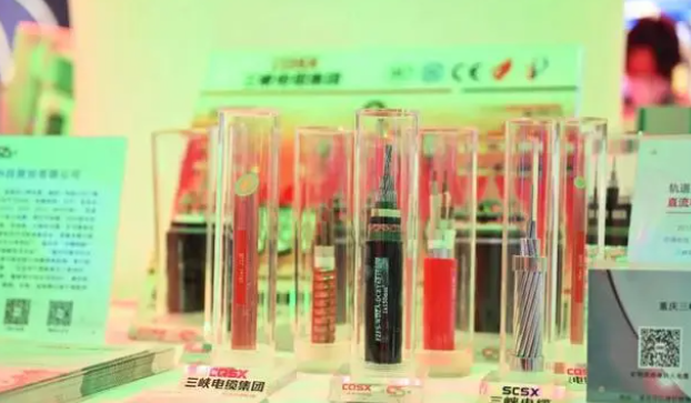 三峽電纜在展會現場展示了公司自主研發的一系列產品，其中包括重慶第一條軌道交通直流(FZ/FYS-GEA3DC)電纜、35kv軌道交通電纜以及礦物質絕緣防火電纜(BTTZ、RTTZ、NG-A BTLY、BBTRZ)等。這些產品憑借其卓越的性能和質量吸引了現場嘉賓和觀眾的高度關注。