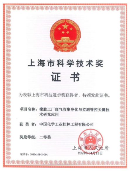 中化桂林與同濟大學合作項目榮獲上海科技獎二等獎