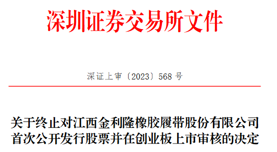 橡膠履帶企業金利隆首次公開發行被終止審核