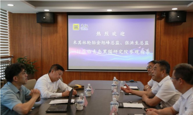 金旭峰一行人首先參觀了青島黑貓研究院的中試生產車間、黑貓文化展廳、檢測中心、研發中心等，詳細了解了黑貓集團的歷史發展、業務范圍、產學研融合等情況。
